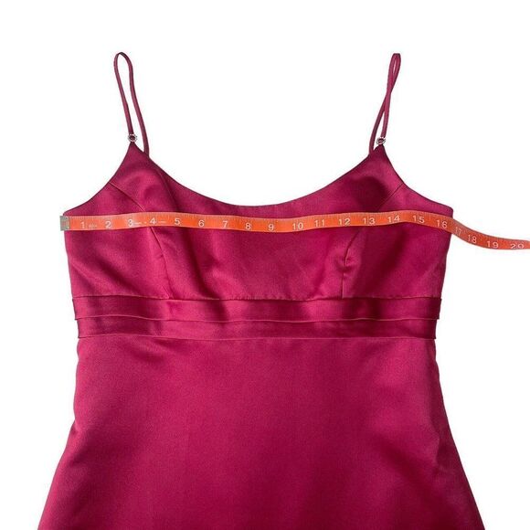 Vintage Maroon spagetti strap satin Formal Bridal long ball gown size 6 - Picture 4 of 10